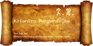 Kolonics Margaréta névjegykártya